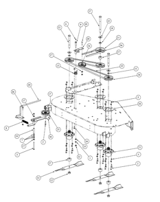 Fabricated Deck Spindle Assembly Diagram and Parts List for M54-KW 53BB5DBW750-23-HP Cub Cadet Lawn Tractor